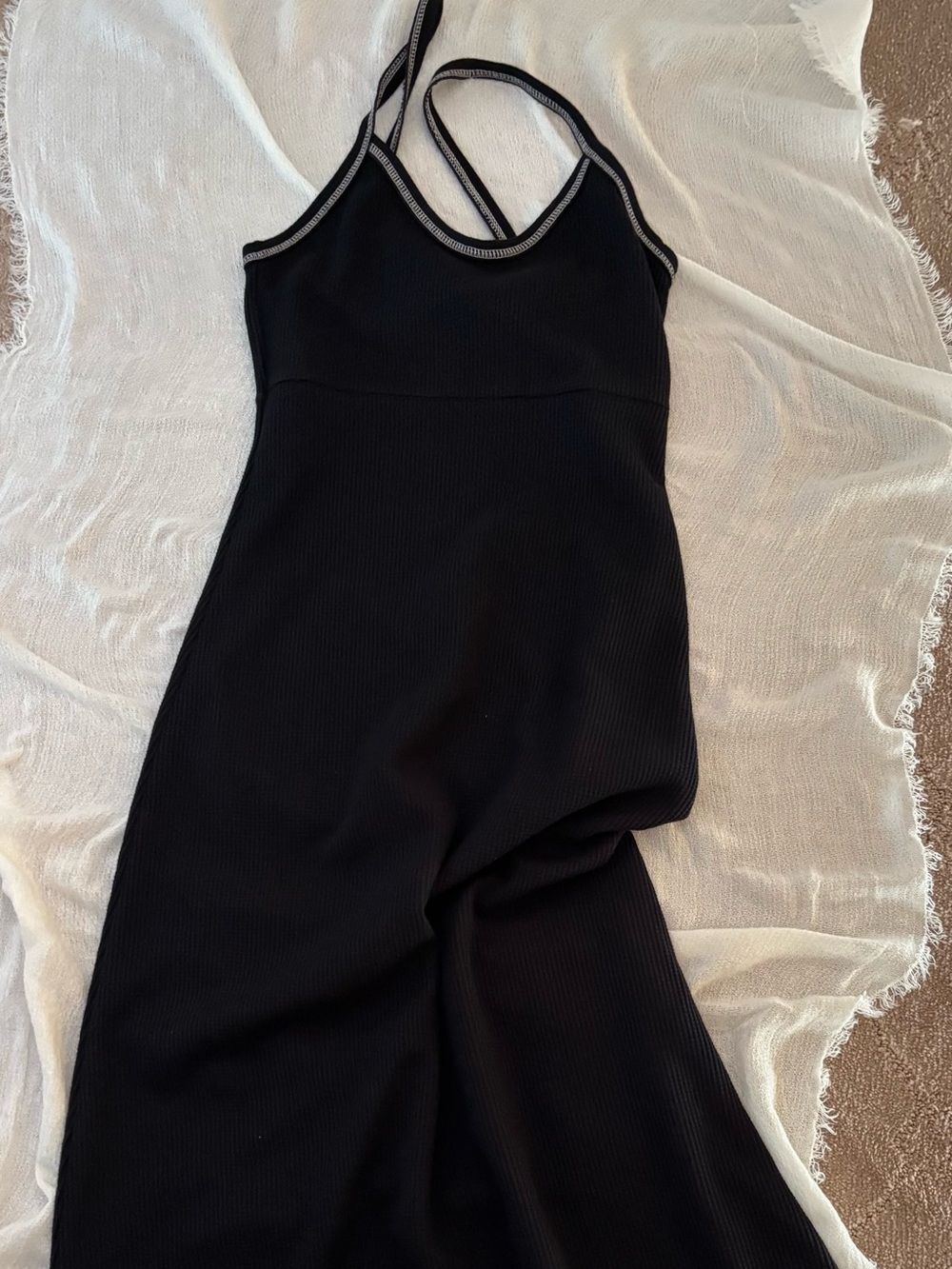 Black Thermal Strappy Maxi Dress